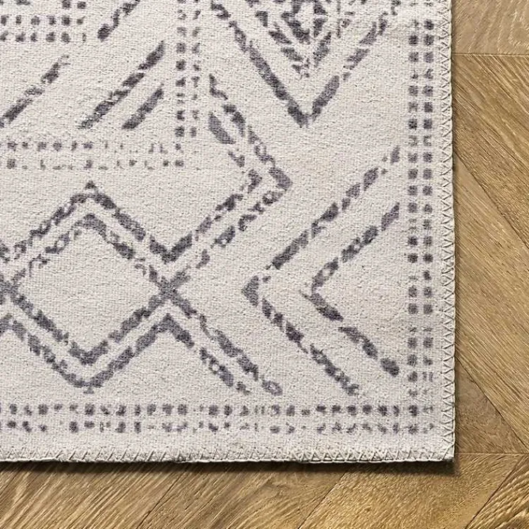 Area Rugs-Kirklands Home Gray Geometric Medallion Washable Area Rug, 5x8