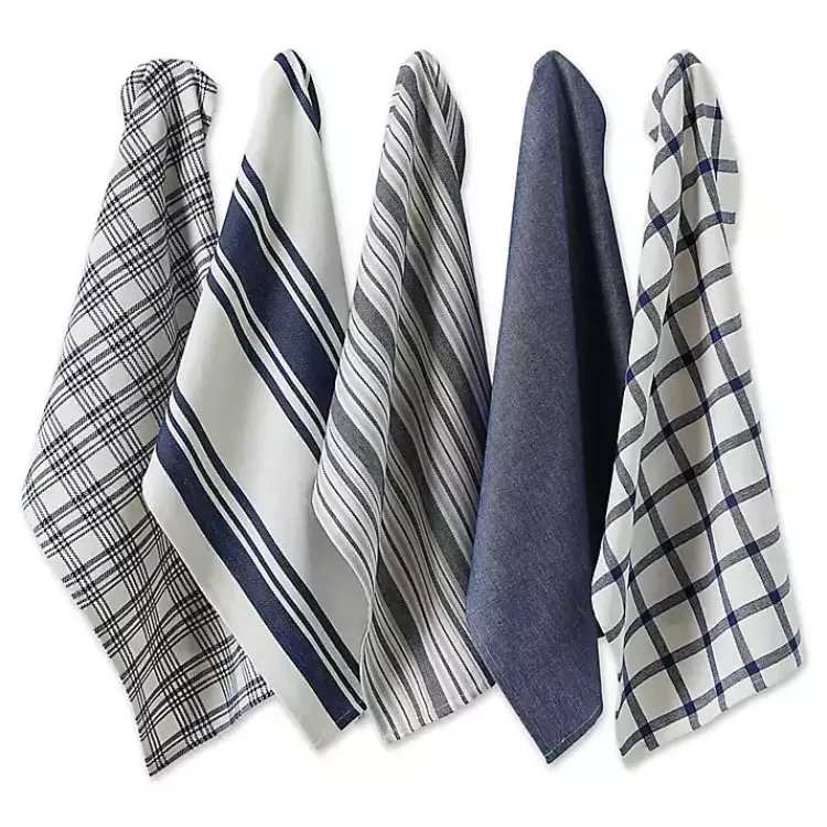 Kitchen Accessories-Kirklands Home Nautical Blue Woven Dish Towels, Set of 5