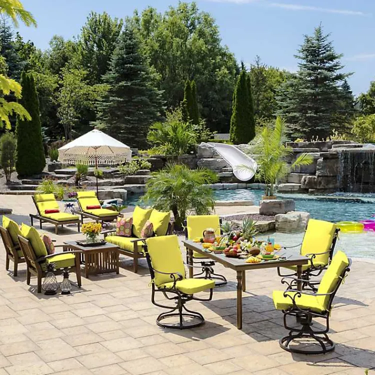 Outdoor Cushions & Pillows-Kirklands Home Lemon Leala Luxe Outdoor Dining Chair Cushion Yellow