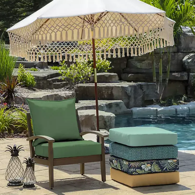 Outdoor Cushions & Pillows-Kirklands Home Moss Leala Texture Outdoor Deep Seat Cushions Green