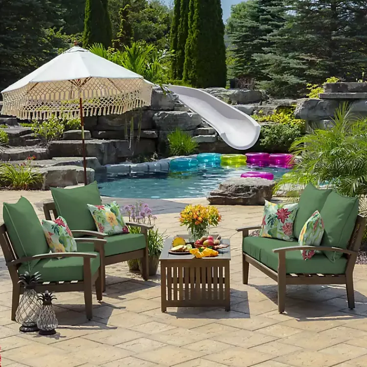 Outdoor Cushions & Pillows-Kirklands Home Moss Leala Texture Outdoor Deep Seat Cushions Green