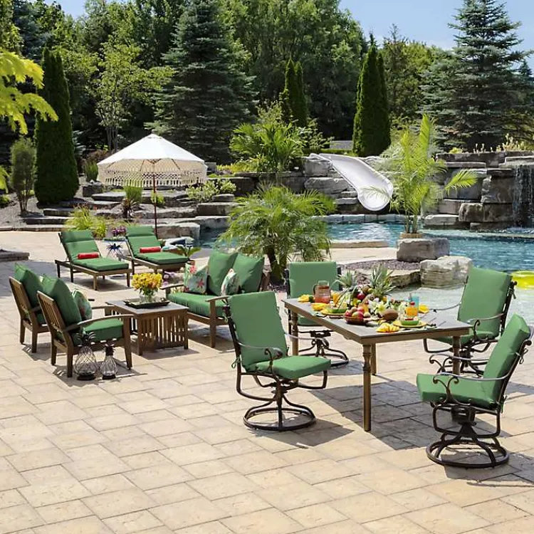 Outdoor Cushions & Pillows-Kirklands Home Moss Leala Texture Outdoor Deep Seat Cushions Green