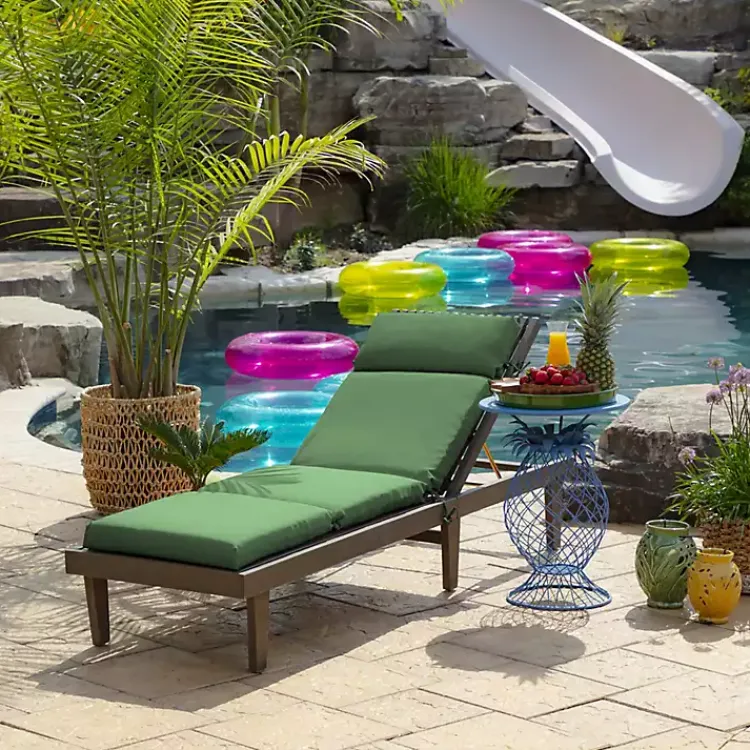 Outdoor Cushions & Pillows-Kirklands Home Moss Leala Texture Outdoor Chaise Cushion Green