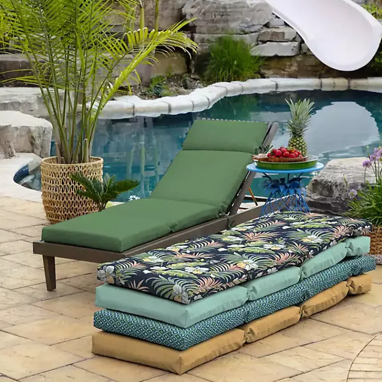 Outdoor Cushions & Pillows-Kirklands Home Moss Leala Texture Outdoor Chaise Cushion Green