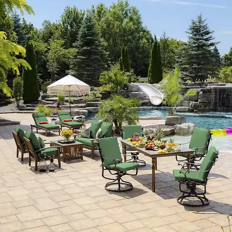 Outdoor Cushions & Pillows-Kirklands Home Moss Leala Texture Outdoor Chaise Cushion Green