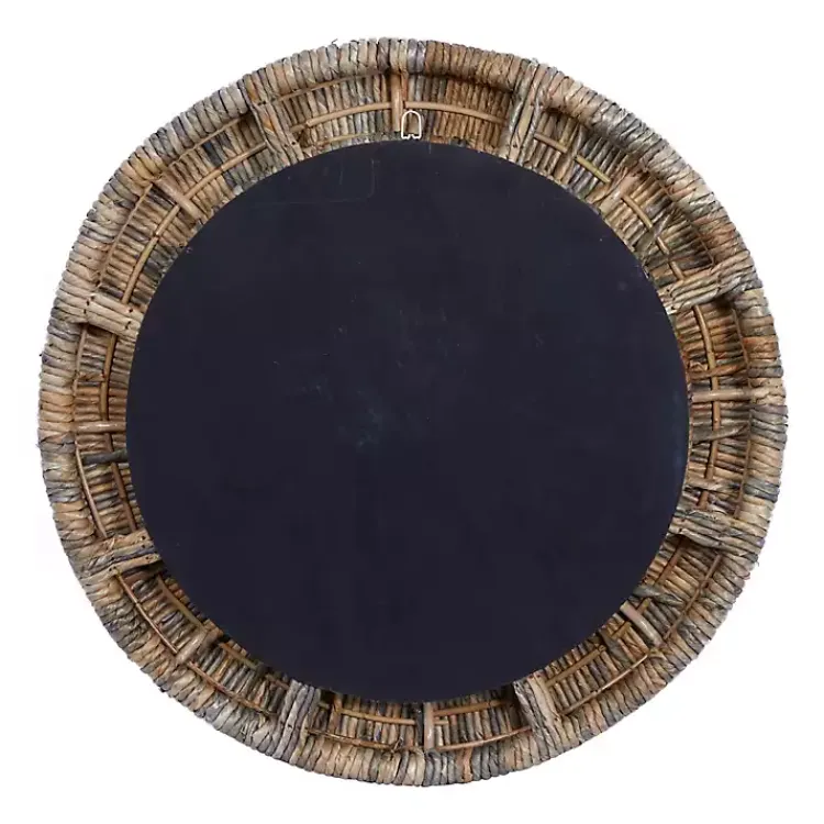 Decorative Mirrors-Kirklands Home Round Teak Wood Coiled Tampar Frame Mirror