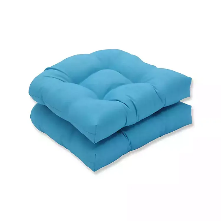 Outdoor Cushions & Pillows-Kirklands Home Turquoise Outdoor Wicker Chair Cushion, Set of 2 Blue