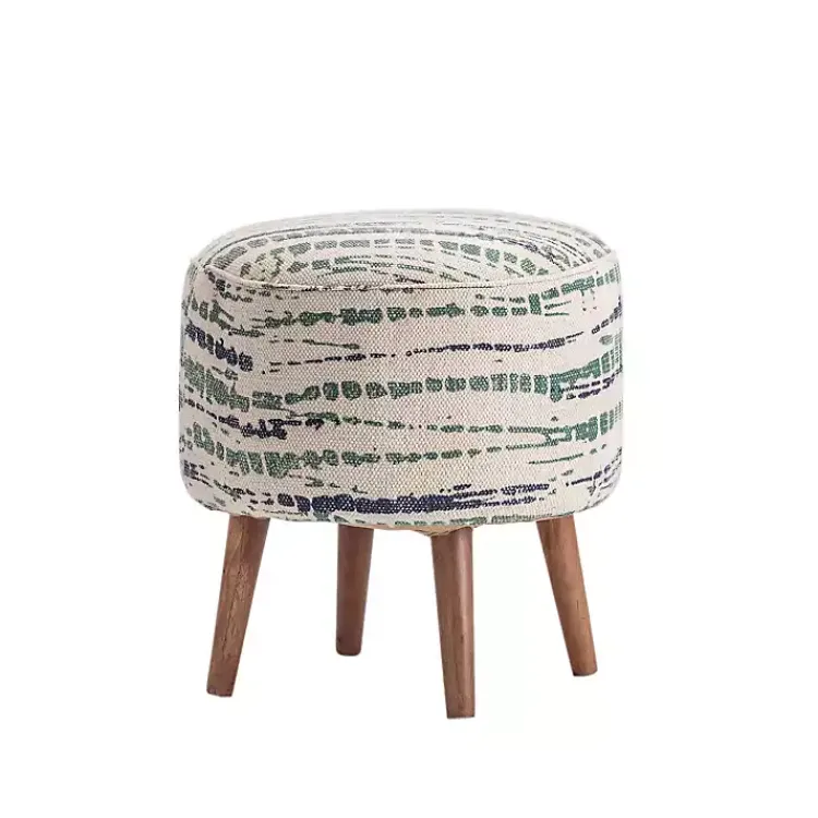Benches & Ottomans-Kirklands Home Abstract Lines Wood Ottoman Stool