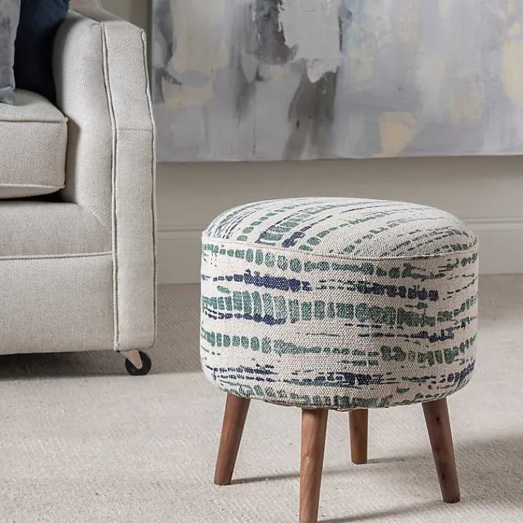 Benches & Ottomans-Kirklands Home Abstract Lines Wood Ottoman Stool