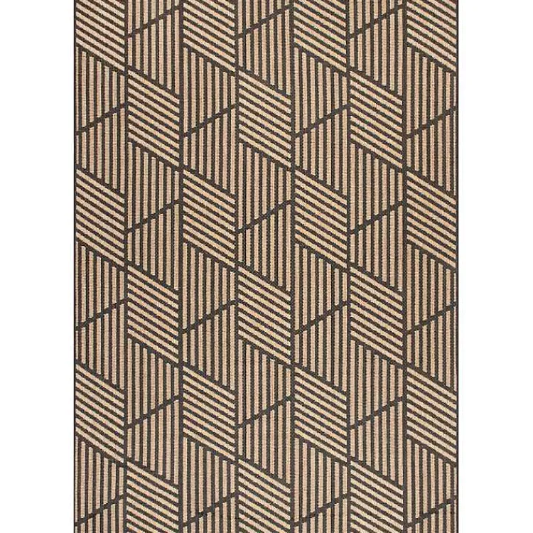 Outdoor Rugs-Kirklands Home Lori Dark Gray Modern Geometric Outdoor Rug, 5x8