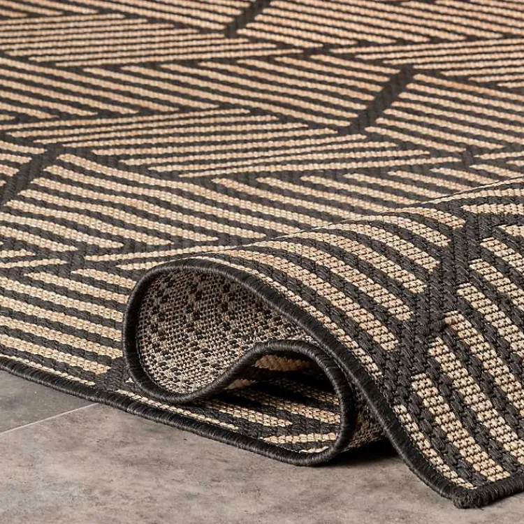 Outdoor Rugs-Kirklands Home Lori Dark Gray Modern Geometric Outdoor Rug, 8x10