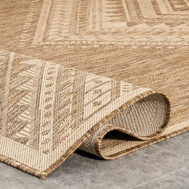 Outdoor Rugs-Kirklands Home Landy Aztec Outdoor Rug, 8x10 Tan