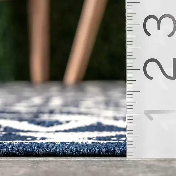 Outdoor Rugs-Kirklands Home Cammie Blue Moroccan Tribal Outdoor Rug, 5x8