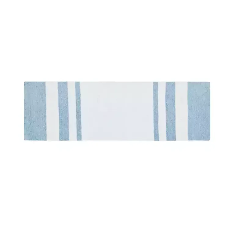Bathroom Rugs-Kirklands Home Blue Reversible Stripe Trim Bath Mat, 72 in.