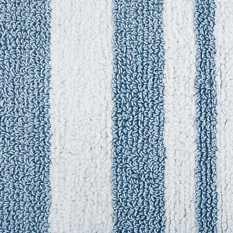 Bathroom Rugs-Kirklands Home Blue Reversible Stripe Trim Bath Mat, 72 in.