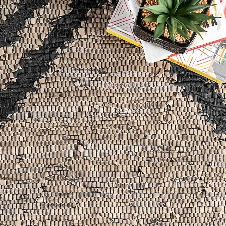 Area Rugs-Kirklands Home Natural Leather Flatweave ZigZag Area Rug, 8x10