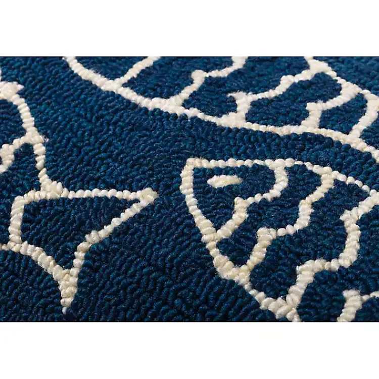 Outdoor Cushions & Pillows-Kirklands Home Navy Embroidered Fish Outdoor Lumbar Pillow