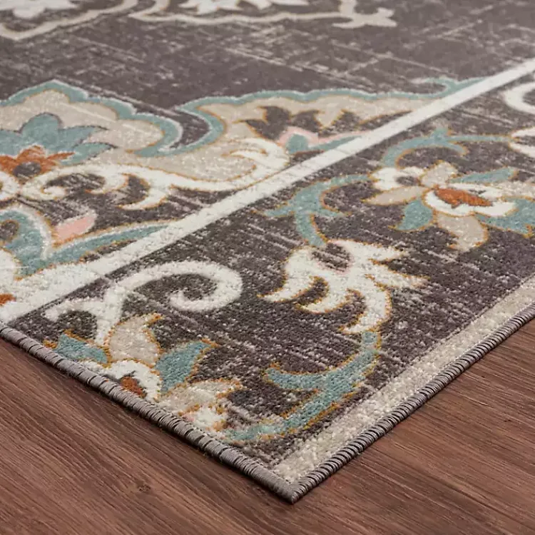 Outdoor Rugs-Kirklands Home Brown Floral Medallion Outdoor Area Rug, 7x9