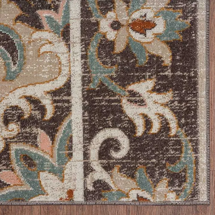 Outdoor Rugs-Kirklands Home Brown Floral Medallion Outdoor Area Rug, 7x9