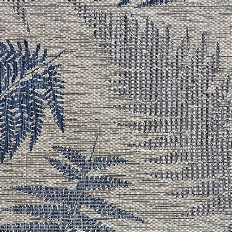 Outdoor Rugs-Kirklands Home Gray and Navy Falling Ferns Outdoor Area Rug, 5x7