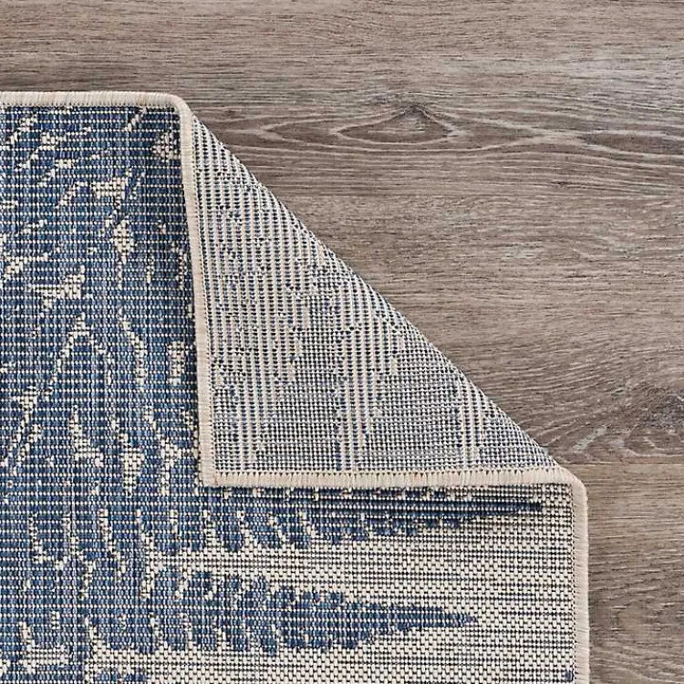 Outdoor Rugs-Kirklands Home Gray and Navy Falling Ferns Outdoor Area Rug, 5x7