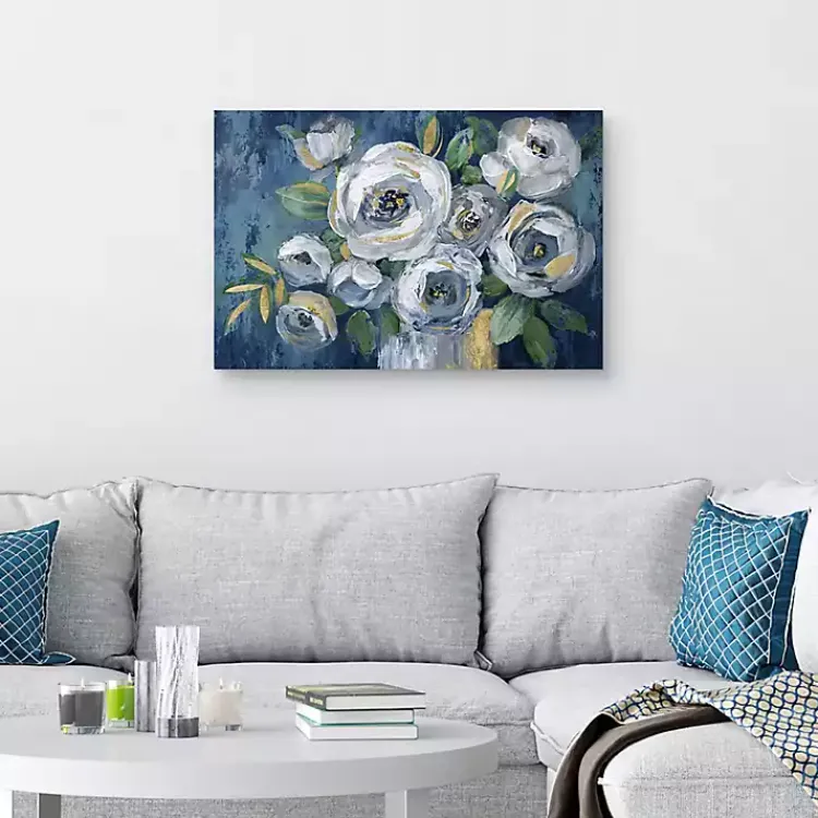 Canvas Art-Kirklands Home Indigo Touch of Gold Canvas Art Print, 36x24 in. Blue