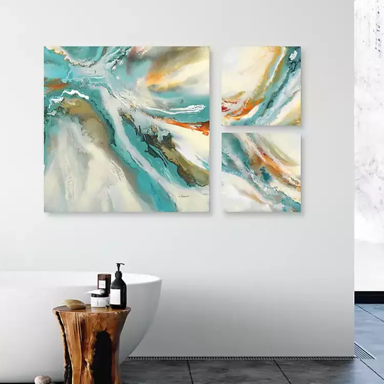 Canvas Art-Kirklands Home Striations I, II & III Canvas Art Prints, Set of 3 Blue