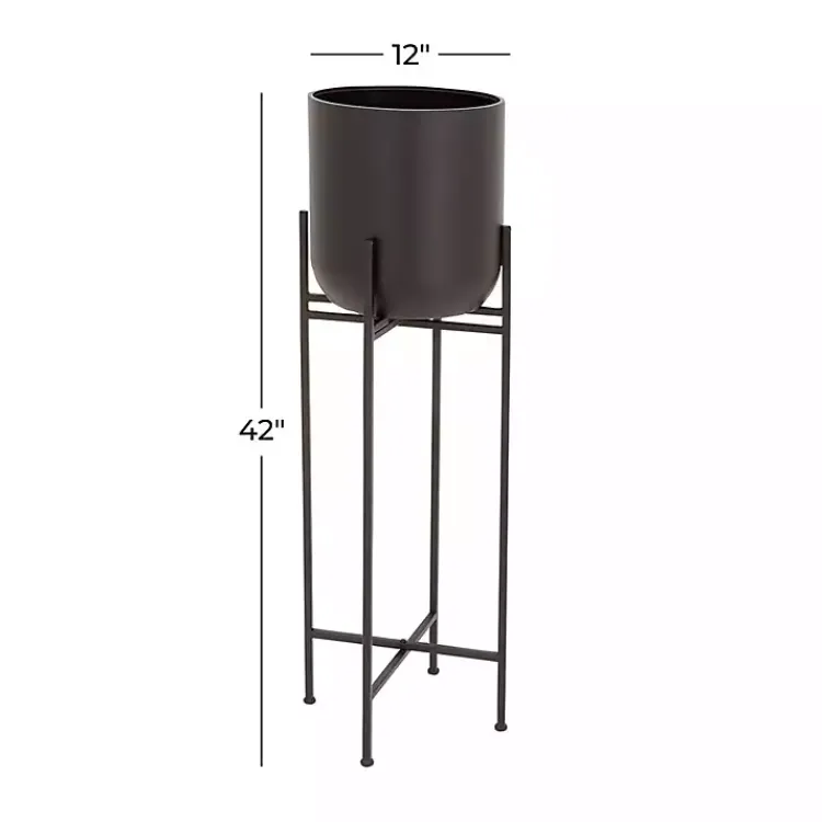 Planters-Kirklands Home Metal Dome Planter with Stand, 46 in. Black