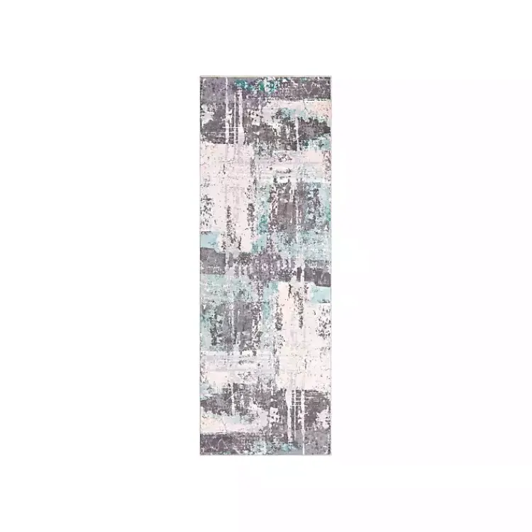 Area Rugs-Kirklands Home Charcoal and Indigo Abstract Floor Runner