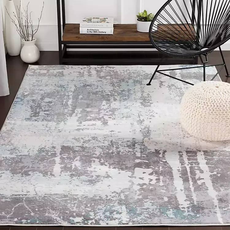 Area Rugs-Kirklands Home Charcoal and Indigo Abstract Floor Runner