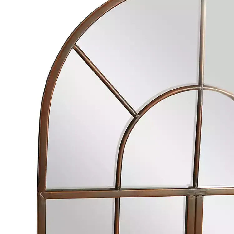 Decorative Mirrors-Kirklands Home Metal Arch Frame Windowpane Wall Mirror Brown