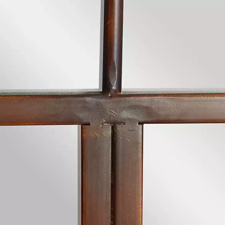 Decorative Mirrors-Kirklands Home Metal Arch Frame Windowpane Wall Mirror Brown