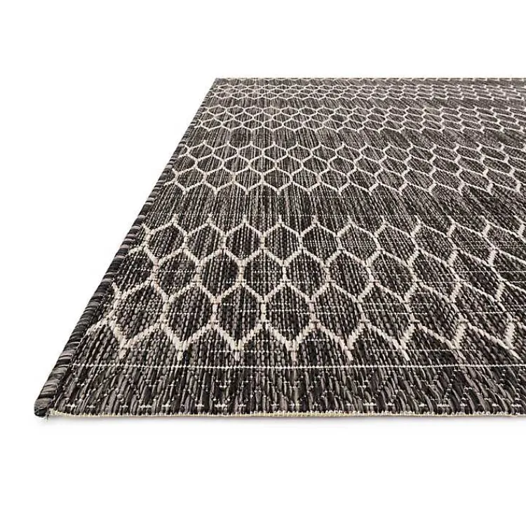 Outdoor Rugs-Kirklands Home Black Eyelet Pattern Outdoor Area Rug, 5x7
