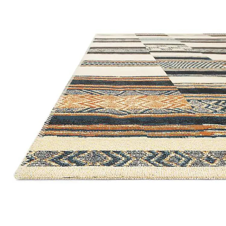 Outdoor Rugs-Kirklands Home Ivory and Multicolored Tribal Outdoor Rug, 6x9