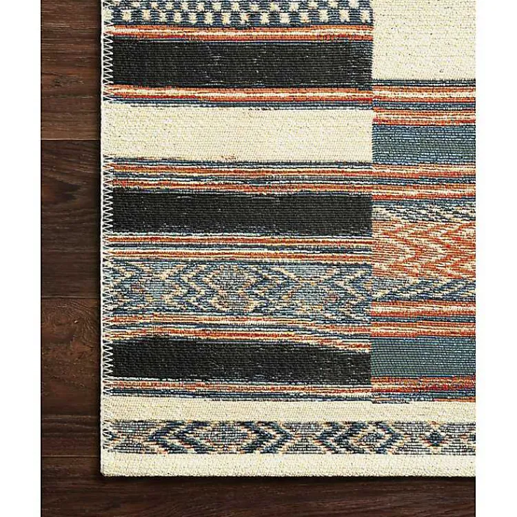 Outdoor Rugs-Kirklands Home Ivory and Multicolored Tribal Outdoor Rug, 6x9