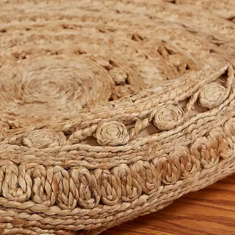 Area Rugs-Kirklands Home Natural Golden Sunshine Circular Area Rug, 4x4 Tan