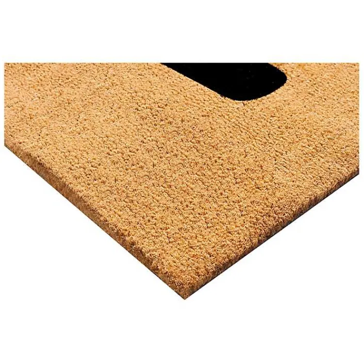 Doormats-Kirklands Home Natural and Black Coir Hello Doormat, 29x17 in.