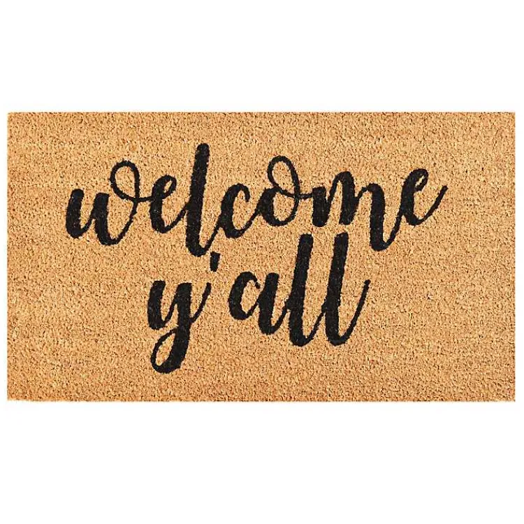Doormats-Kirklands Home Natural and Black Welcome Y'all Doormat