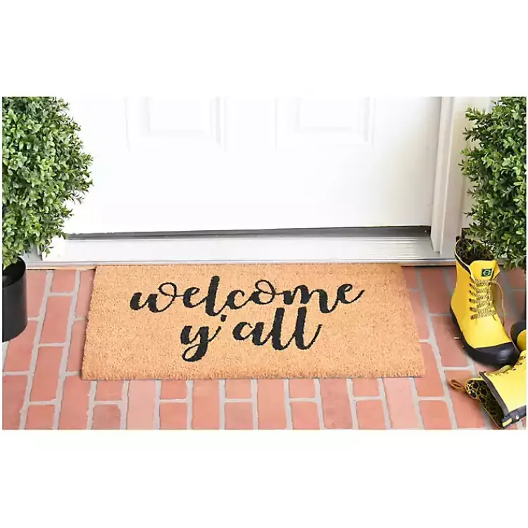 Doormats-Kirklands Home Natural and Black Welcome Y'all Doormat