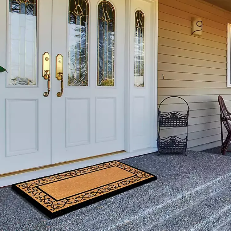 Doormats-Kirklands Home Natural and Black Abby Doormat, 48x24 in.