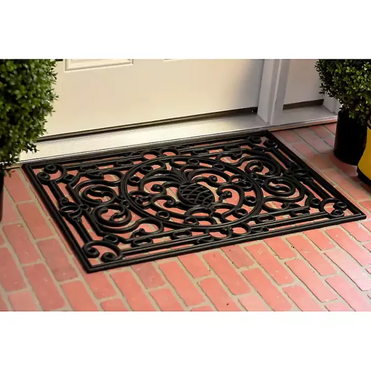Doormats-Kirklands Home Ornate Penelope Durable Rubber Doormat, 30x18 in. Black
