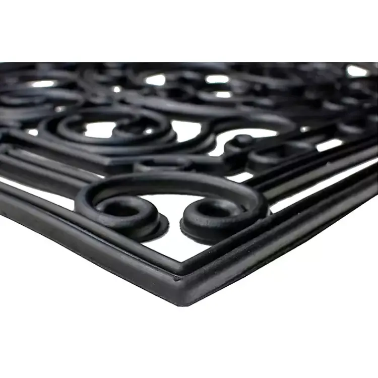 Doormats-Kirklands Home Ornate Penelope Durable Rubber Doormat, 36x24 in. Black