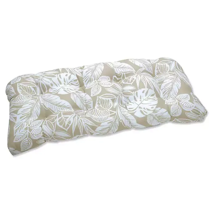 Outdoor Cushions & Pillows-Kirklands Home Natural Leaves Loveseat Outdoor Cushion