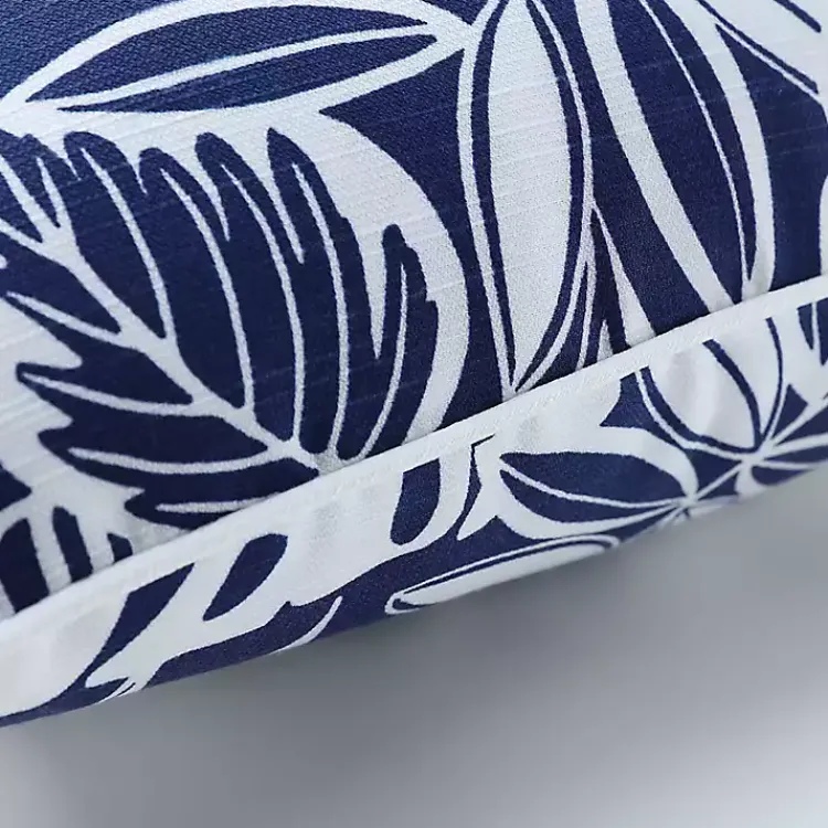 Outdoor Cushions & Pillows-Kirklands Home Navy Foliage 2-pc. Outdoor Lumbar Pillows, 18 in.