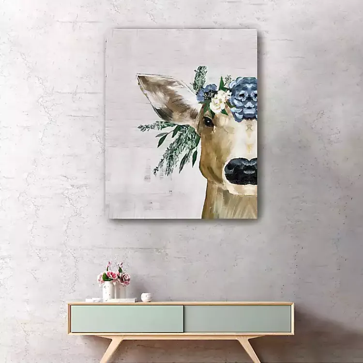 Canvas Art-Kirklands Home Deer and Wildflowers Giclee Canvas Art Print