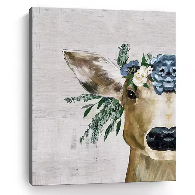 Canvas Art-Kirklands Home Deer and Wildflowers Giclee Canvas Art Print