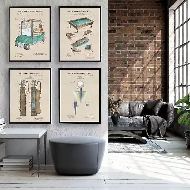 Framed Art-Kirklands Home Golf Cart Patent Framed Art Print Tan