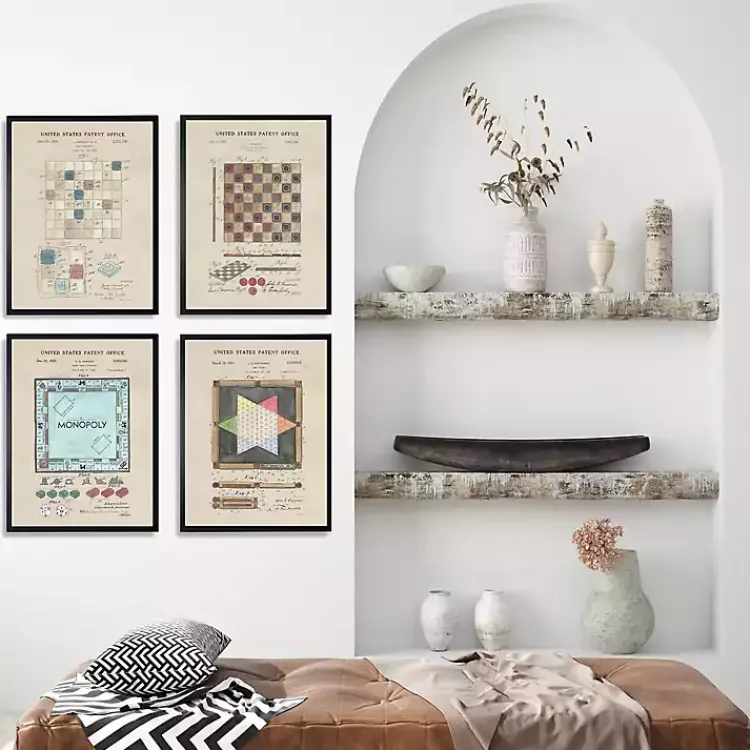 Framed Art-Kirklands Home Game Boards Patents Framed Art Prints, Set of 4