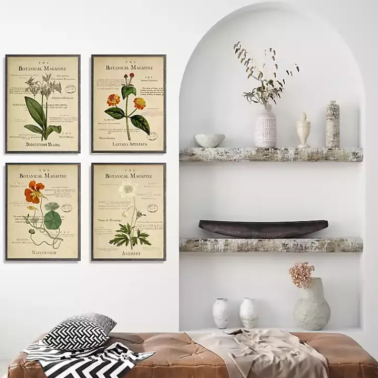 Framed Art-Kirklands Home Flower Illustrations Framed Art Prints, Set of 4