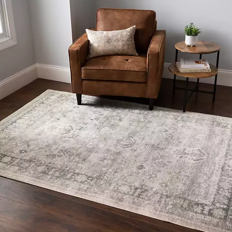 Area Rugs-Kirklands Home Graphite Rosette Area Rug, 7x9 Gray